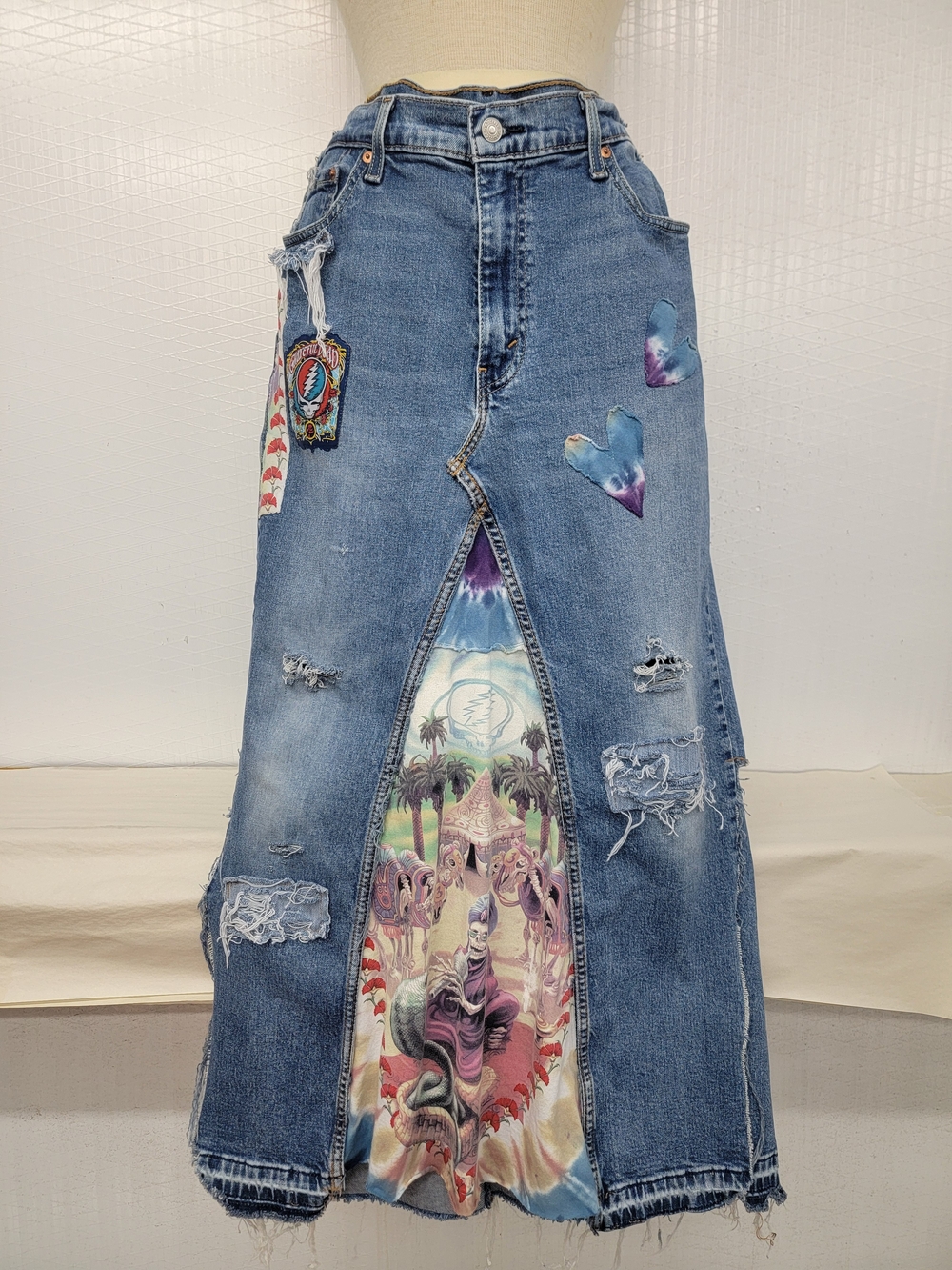 Upcycled Levi's Grateful Dead Maxi Jean Skirt